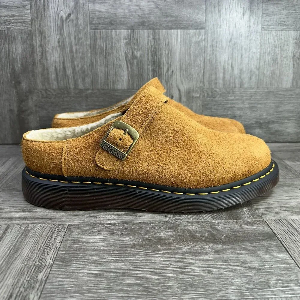 Dr. Marten ISHAM Men's size 11 Faux Shearling Lined Suede Wheat Mule - Picture 1 of 7